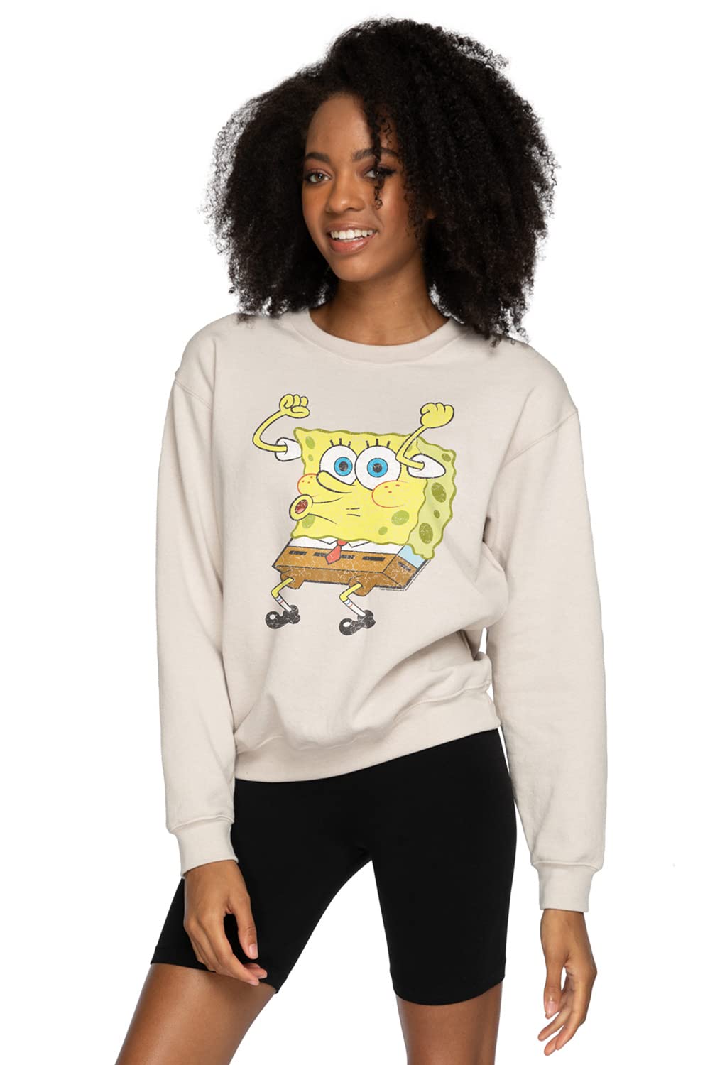 SpongeBob Official Women's Long Sleeve Fleece Sweatshirt - Soft & Warm Pullover for Casual Wear, Lounge & Winter Outfits