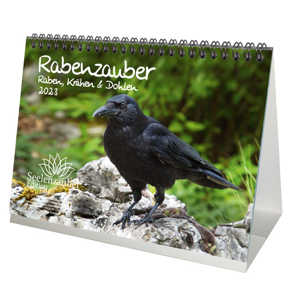 Ravenzauber 2023 A5 Desk Calendar with Ravens, Crows & Dohls Design - Gothic Dark Fantasy Office Planner | Perfect for Home Office, Witchy Decor & Dark Academia Aesthetic