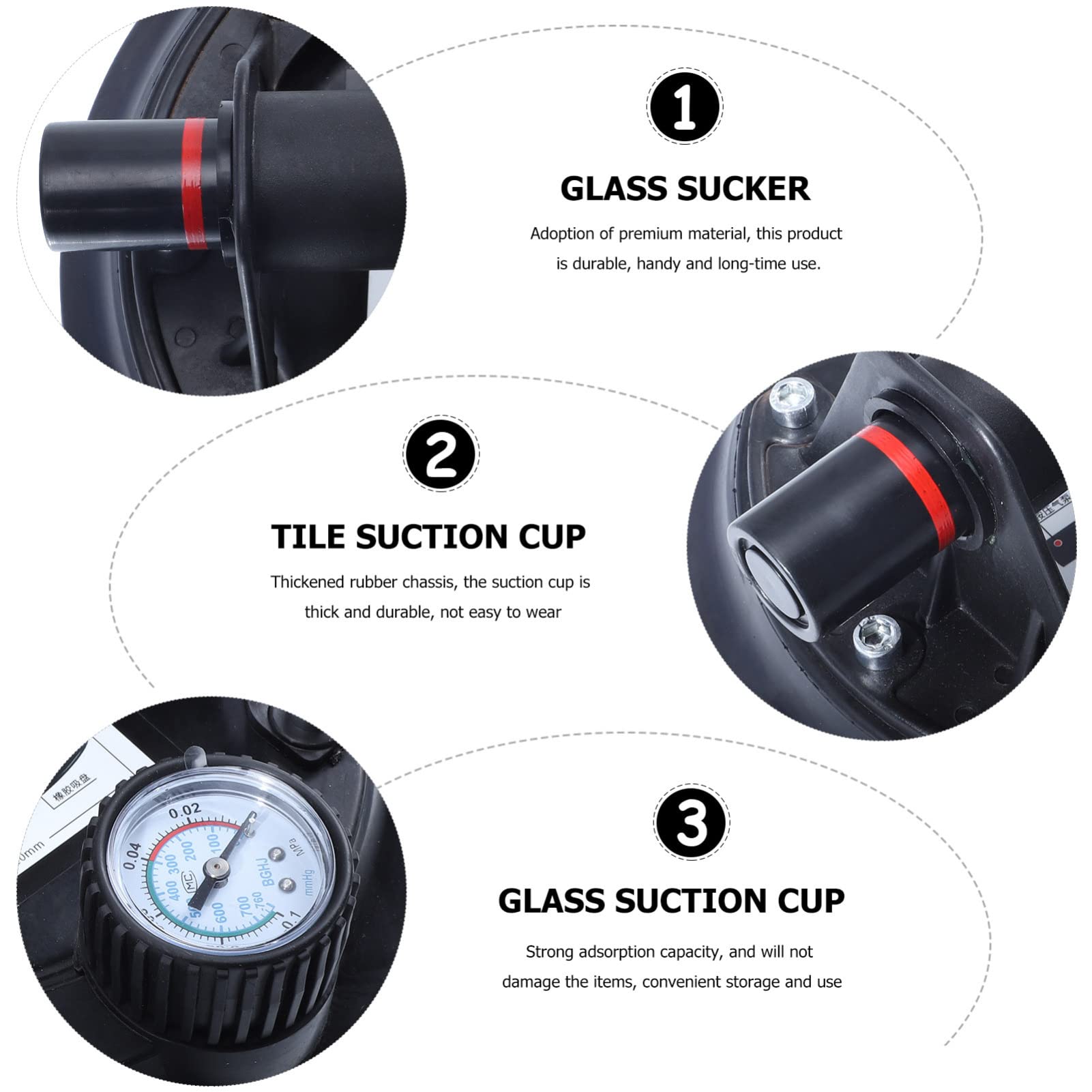 DOITOOL Tile Suction Cup - Heavy Duty Vacuum Lifter with Pressure Gauge for Granite, Glass & Ceramic Tile Lifting - Perfect for Window Replacement, Construction & Industrial Use