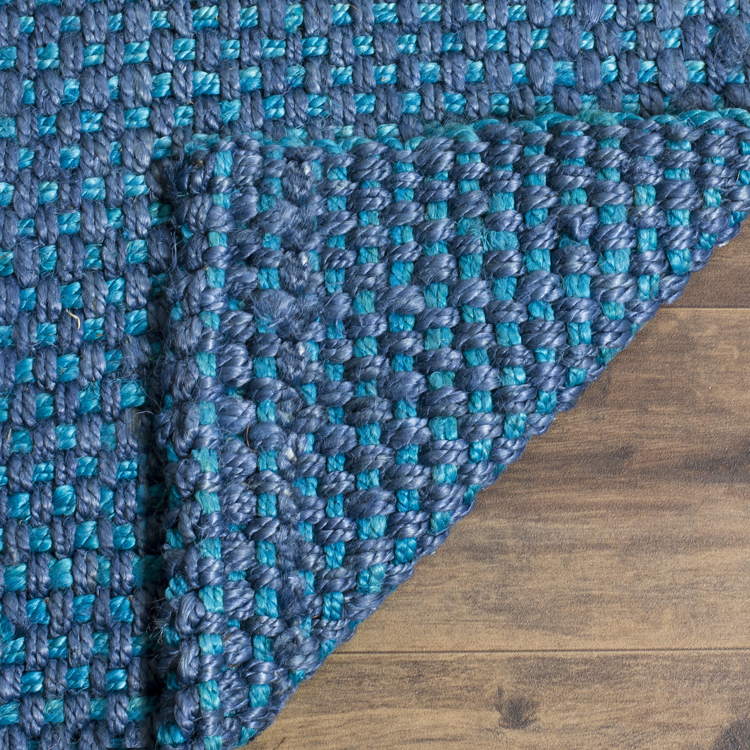 SAFAVIEH Handmade Jute Area Rug 10' x 14' - Natural Fiber Blue Floor Rug for Living Room, Bedroom & High Traffic Areas | Durable & Stylish Home Decor (NF262C) | Perfect for Boho Chic, Farmhouse & Coastal Interior Design Styles
