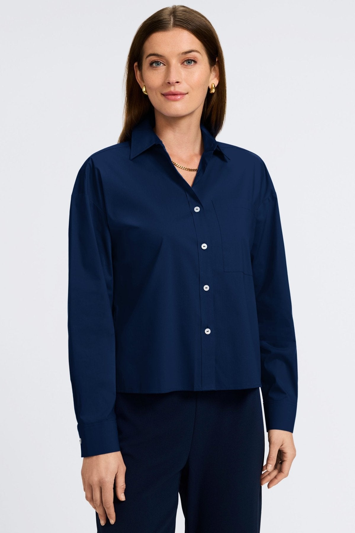 Marina Wrinkle-Free Stretch Long Sleeve Shirt for Women - Comfortable Office Wear & Casual Outfits