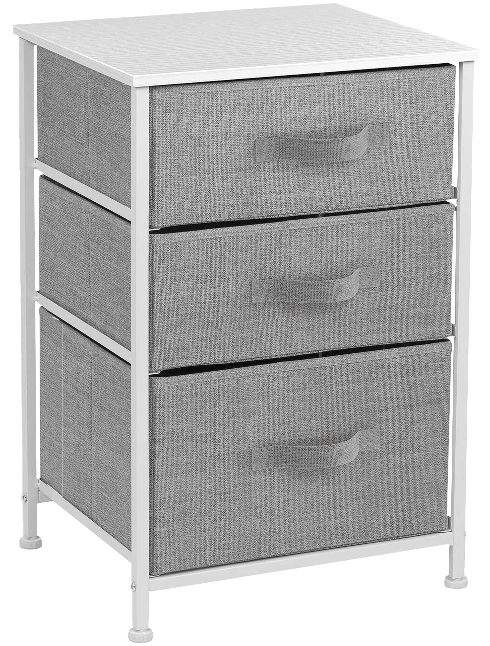 Sorbus 3-Drawer Nightstand with Steel Frame & Wood Top - Easy Pull Fabric Bins, Compact Bedside Table for Bedroom, Home & Office - Perfect for Storage, Reading Lamps & Bedroom Organization