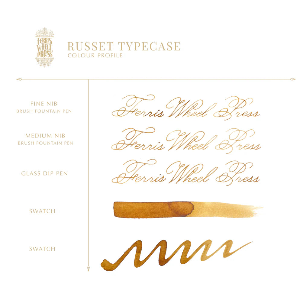 38ml Russet Typecase Ink - Premium Fountain Pen Ink for Calligraphy, Writing & Art - Ideal for Journaling, Letter Writing & Creative Projects