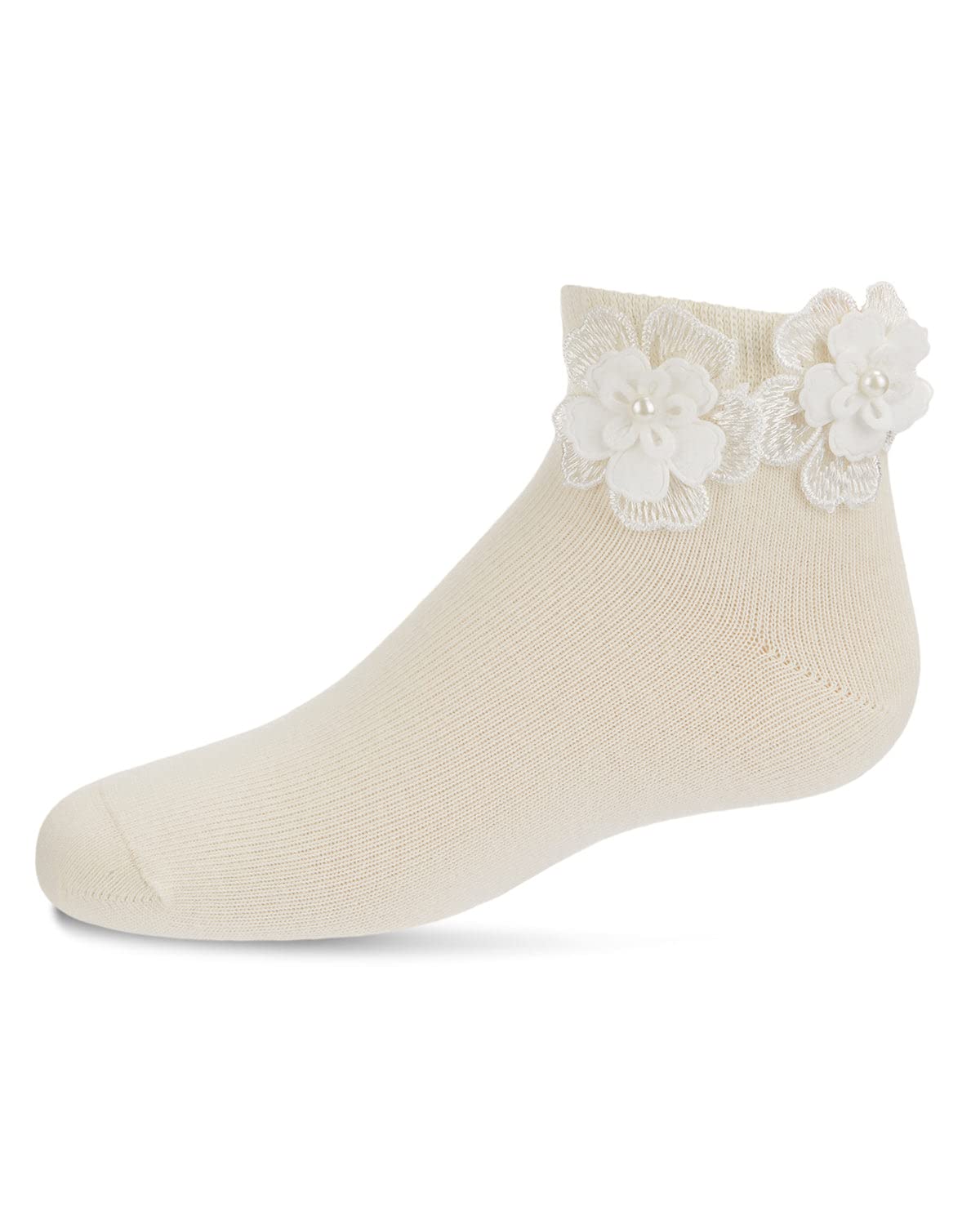 MeMoi Dual Flower Girls Cotton Blend Anklet Socks - Comfortable & Stylish Toddler Socks for Weddings, Parties & Special Occasions
