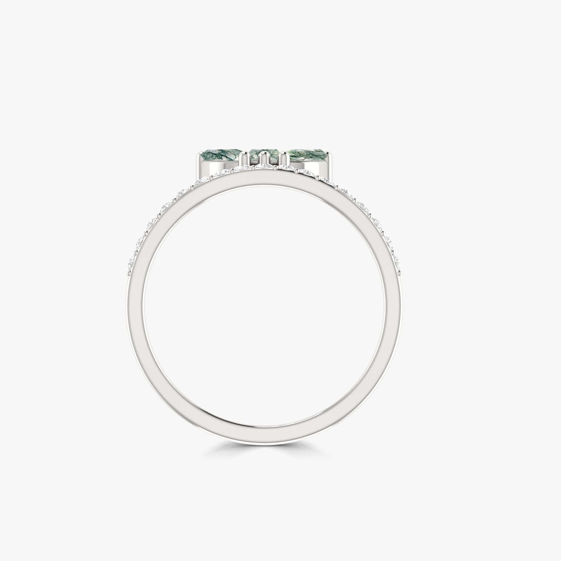 Elegant 3 Marquise Cut Moss Agate Ring for Women - Natural Gemstone Jewelry for Engagement, Wedding & Everyday Wear