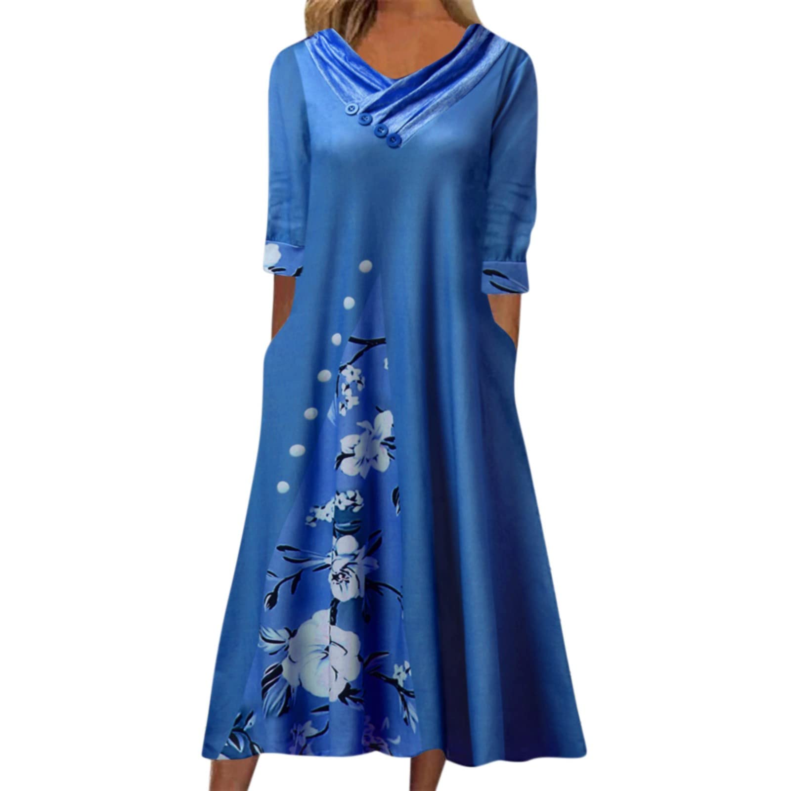 Qvkarw Women's Casual Long Sleeve Summer Dress - Bohemian Wrap Maxi Dress for Everyday Wear, Beach Cover Up & Athletic Yoga Outfit