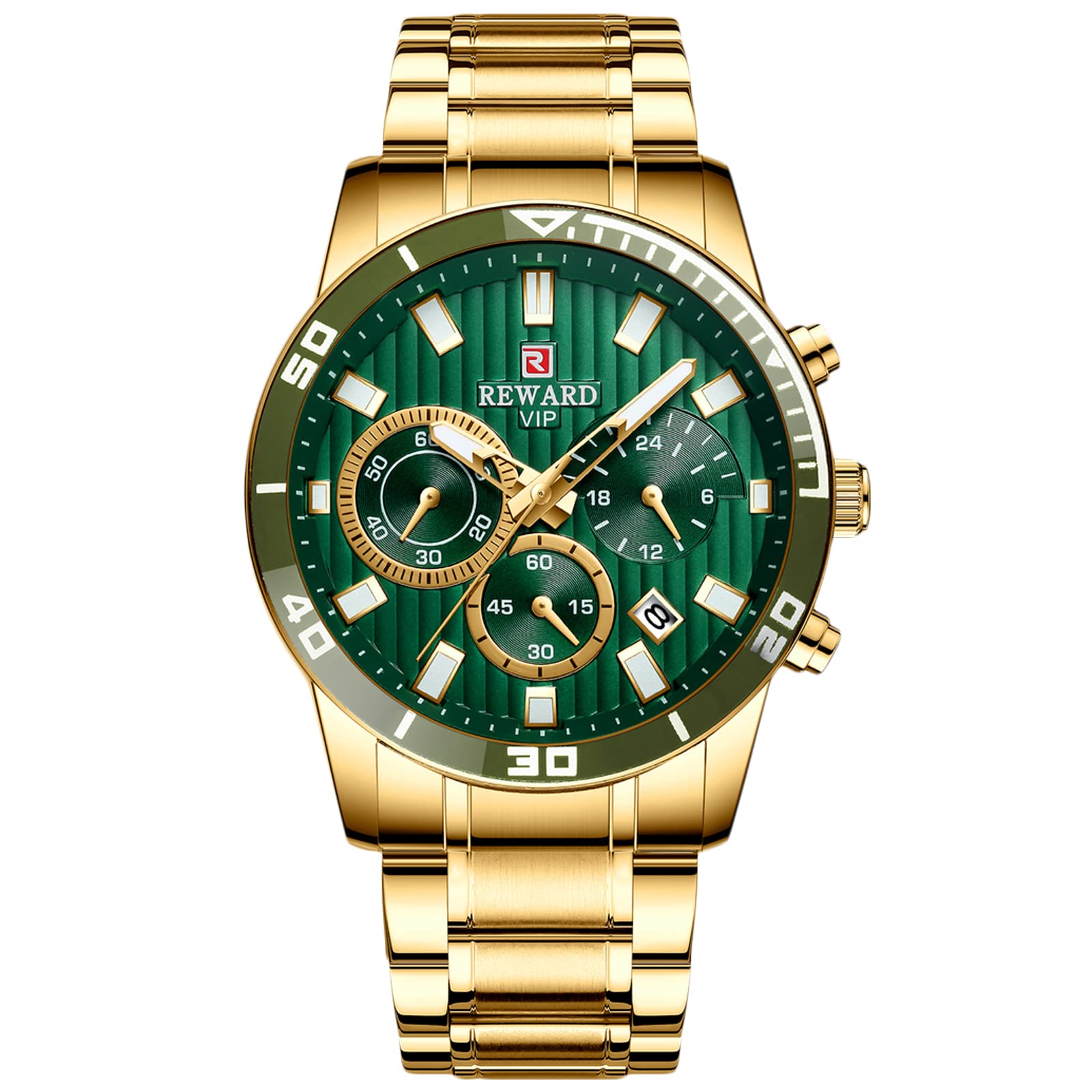 RORIOS Men's Luminous Chronograph Quartz Watch - Stainless Steel Strap Business Date Wristwatch for Men | Perfect for Office, Formal Events & Everyday Wear