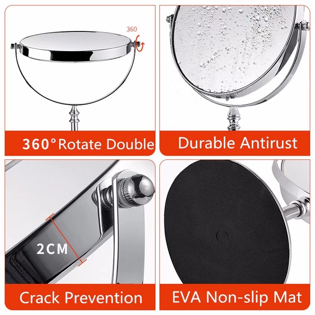 360° Rotating 3x Magnifying Cosmetic Mirror - Two-Sided Folding Portable Dressing Mirror for Makeup, Travel & Vanity Table | Perfect for Home, Salon & Professional Makeup Artists