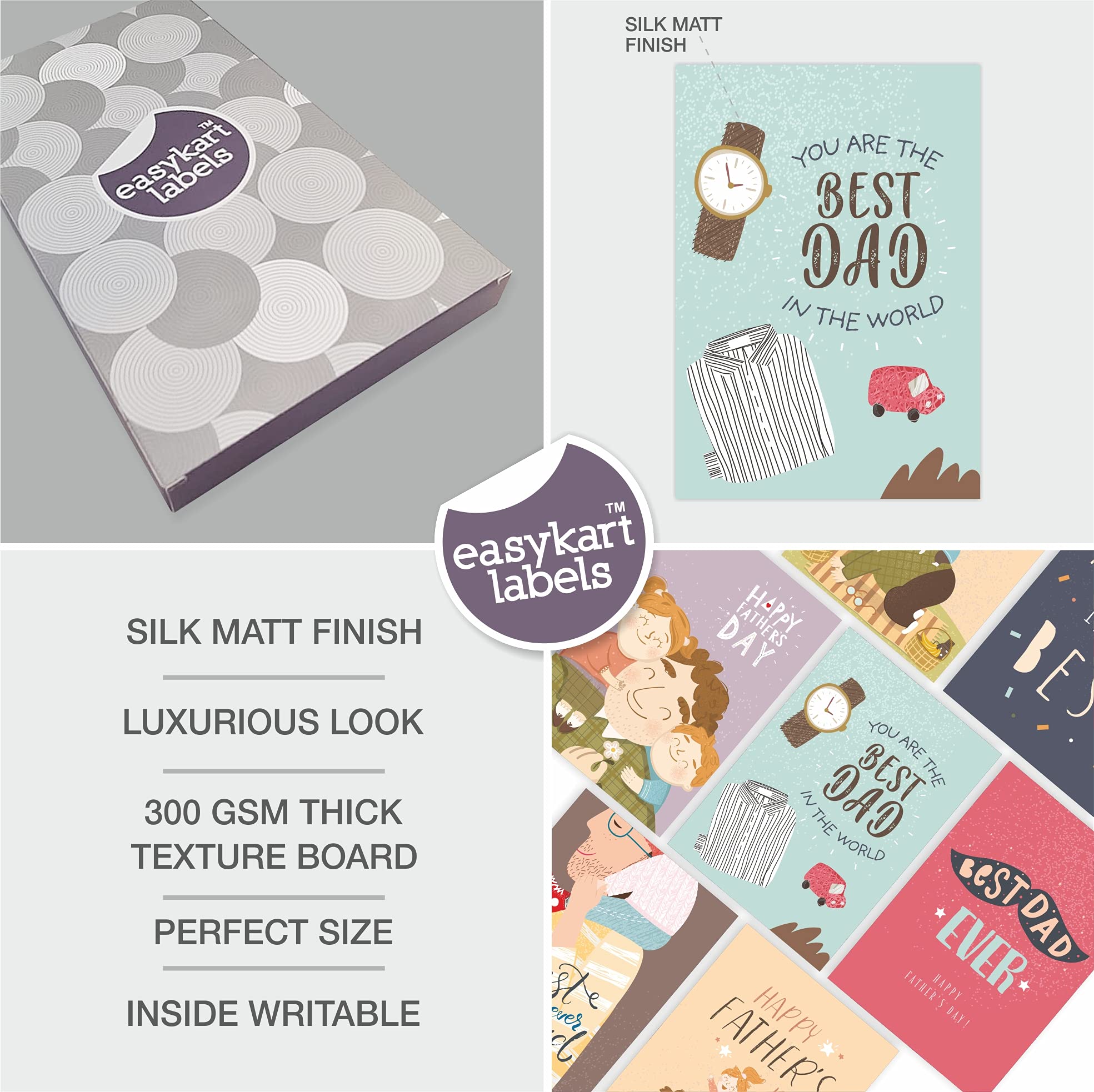 24-Pack Father's Day Greeting Cards with Envelopes & Seal Stickers - 6 Assorted Designs (4 Each) | 5.5
