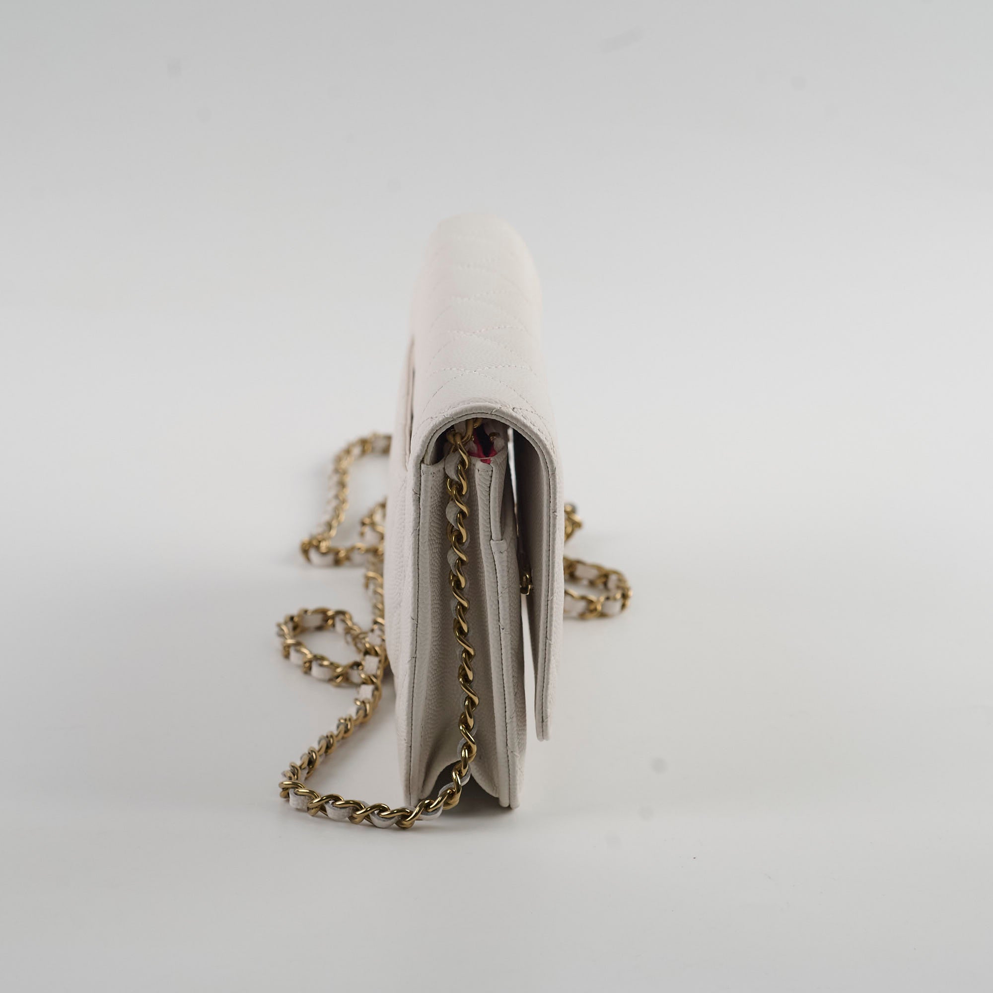 Chanel Caviar Leather Wallet On Chain Crossbody Bag - White with Microchip - Perfect for Evening Events, Parties & Luxury Fashion Accessories