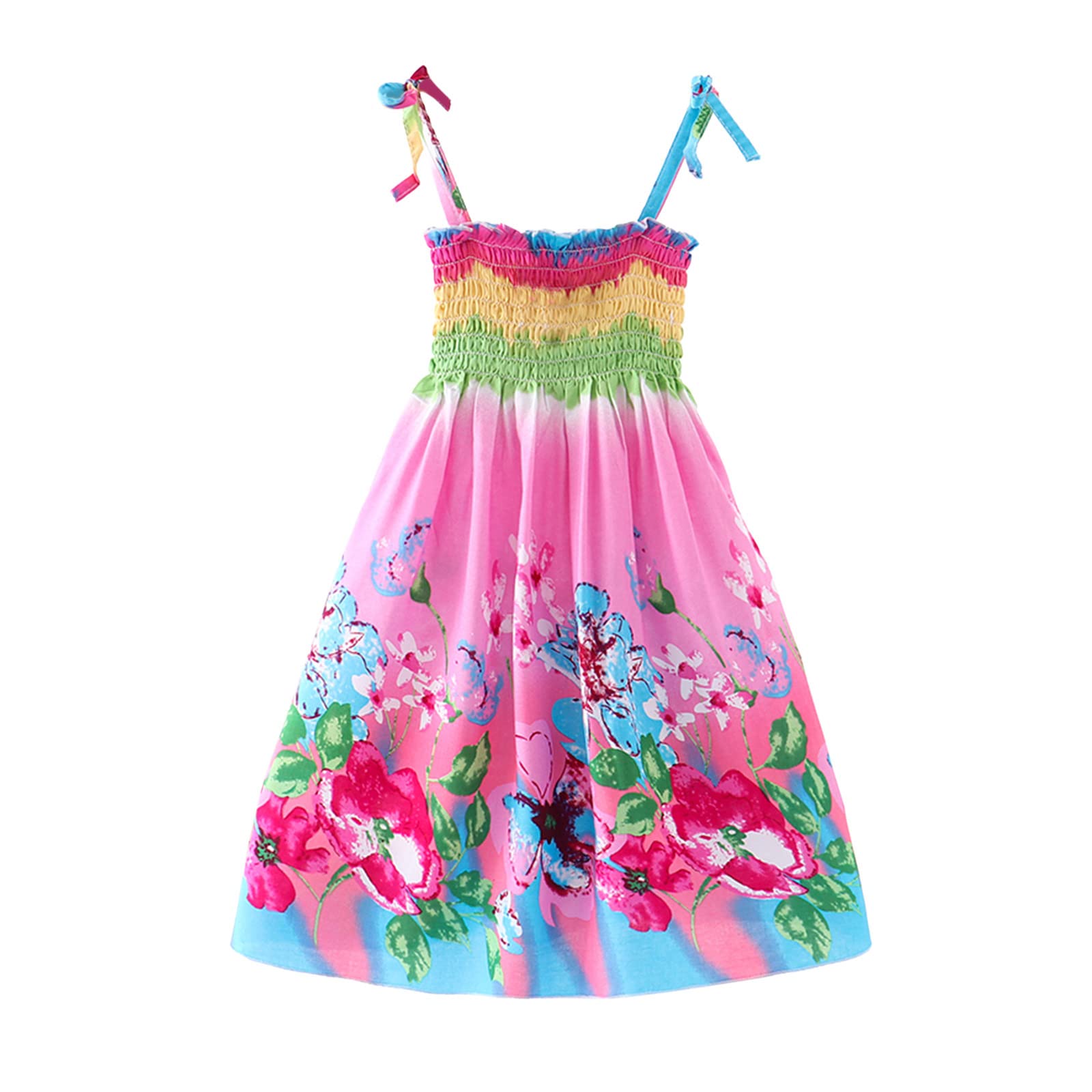 Bohemian Floral Print Toddler Girls Sleeveless Dress - Summer Beach Princess Outfit for Toddler Kids | Perfect for Beach Vacations, Birthday Parties & Photo Shoots