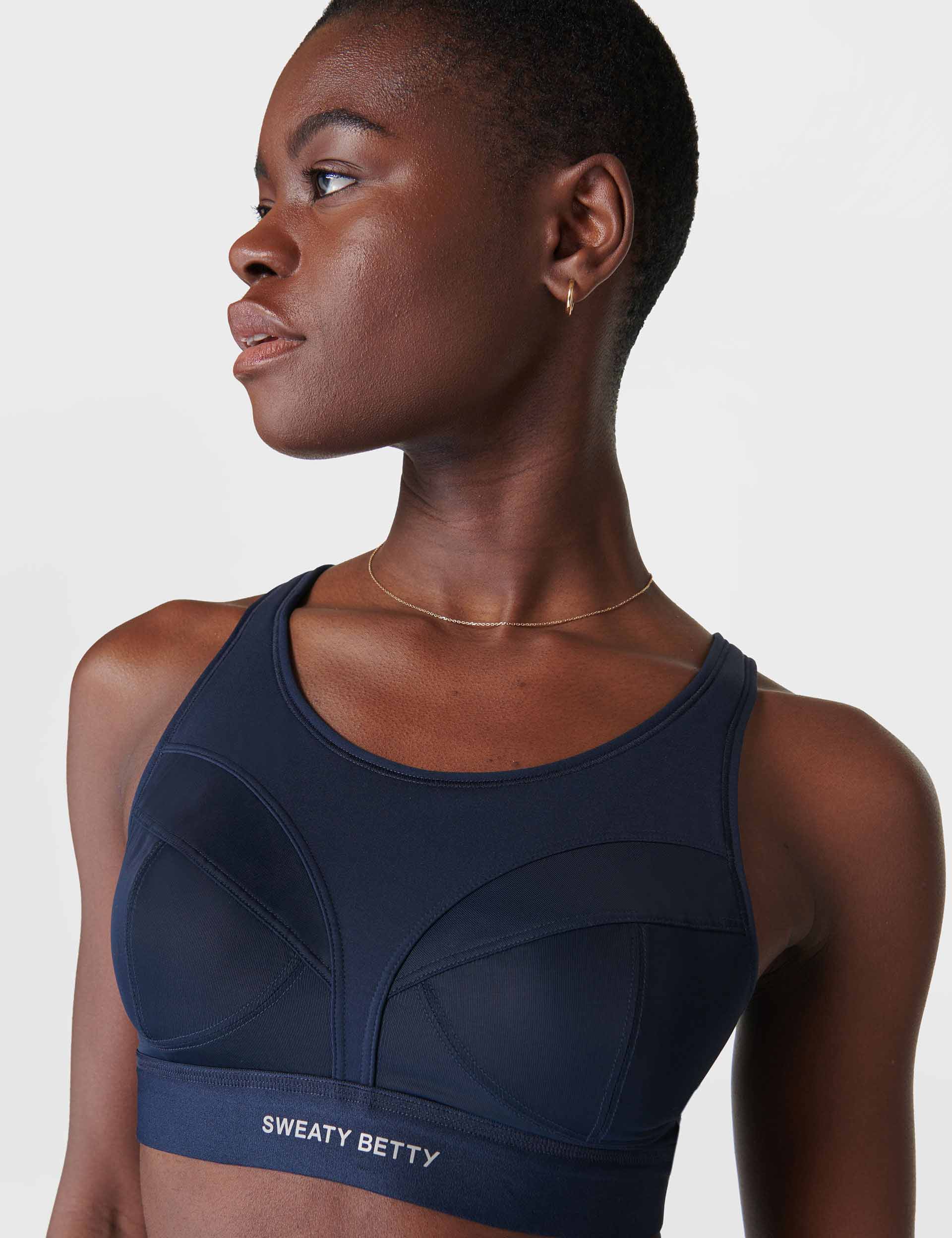 Power Pro Running Bra for Women - High Support Sports Bra - Moisture Wicking & Breathable - Navy Blue - Perfect for Running, Yoga & Gym Workouts