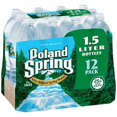 Poland Spring 100% Natural Spring Water - 1.5 Liter Bottles (12 Pack) - 24 Bottles Total - Perfect for Home, Office & Outdoor Activities