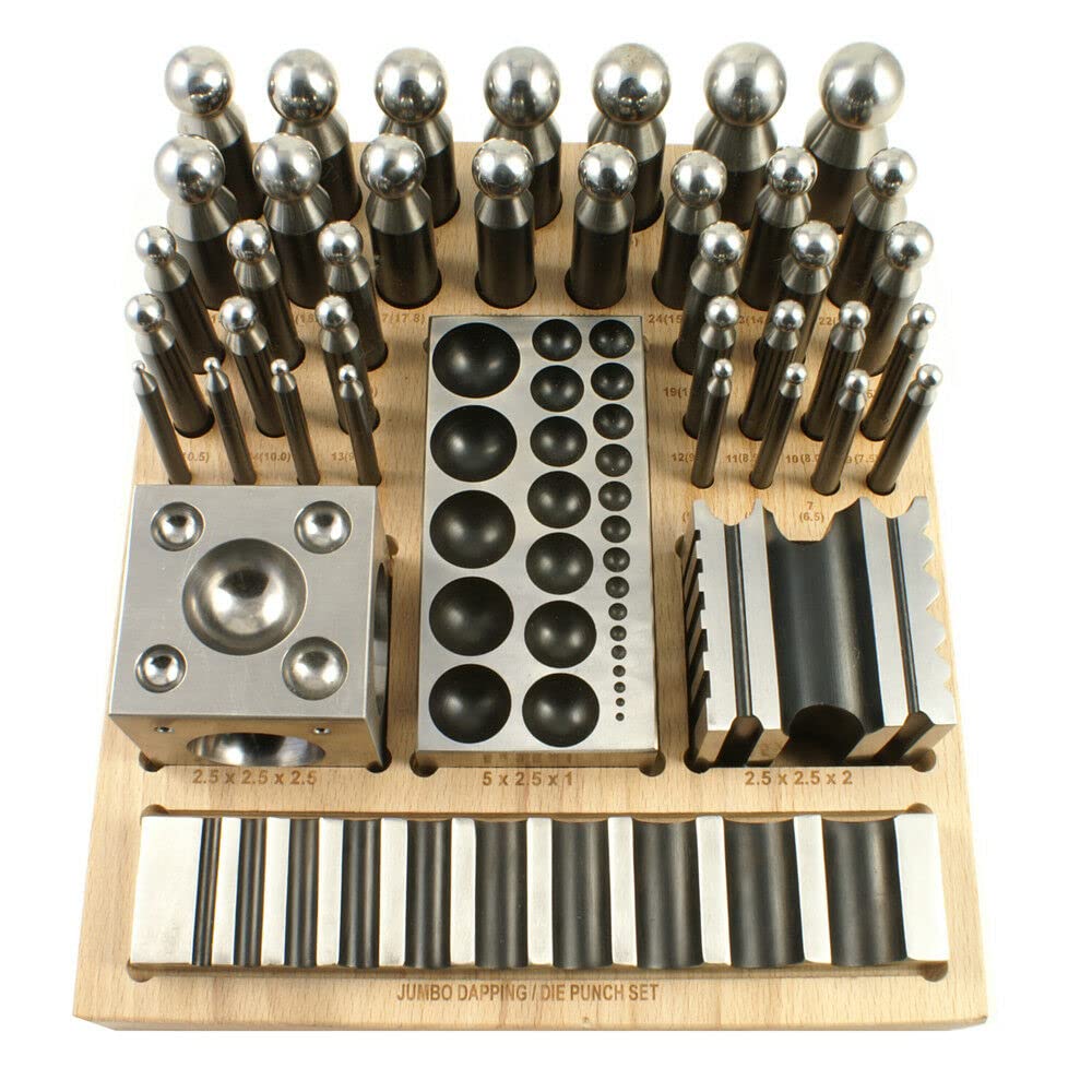 JTS Jewelry Dapping Set - 41 Piece Dapping Block & Punch Kit for Metal Forming, Jewelry Making & Metalsmithing | Perfect for DIY Jewelry, Metal Crafting & Professional Goldsmith Work