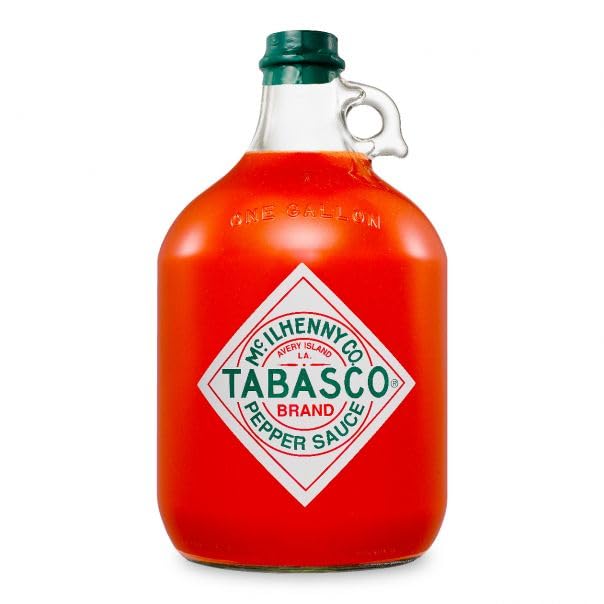 Tabasco Original Red Pepper Sauce - 128 oz (1 Gallon) Glass Jug - Hot & Spicy Louisiana Style - Perfect for Cooking, Grilling & Gifting - Great for BBQ, Wings, Bloody Marys & More