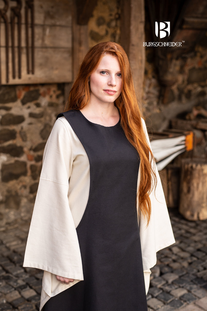 Isabella Black Surcoat - Medieval Renaissance Costume Dress for Women - Perfect for LARP, Cosplay, and Historical Reenactments