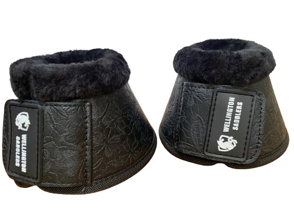 Premium Horse Overreach Bell Boots - Large Size, Black - Durable Protection for Training & Riding
