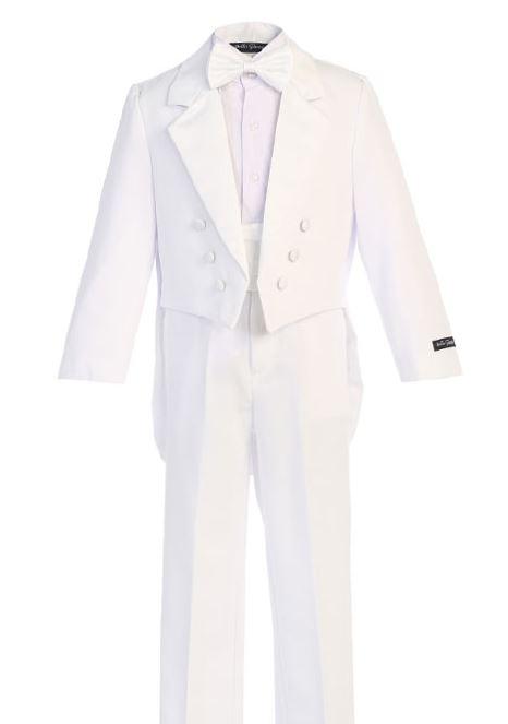 Boys White Long Tail Tuxedo Suit - Formal Wear for Weddings, Prom & Special Occasions - Classic Elegant Kids Suit for Parties & Events