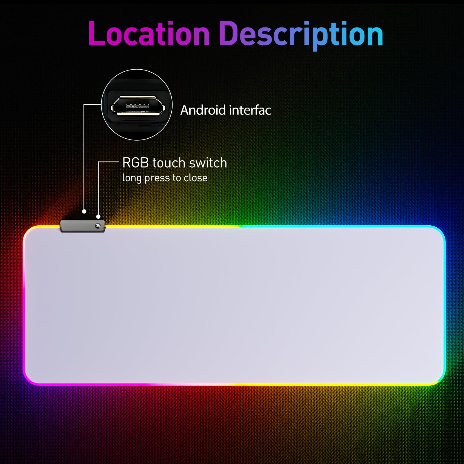 RGB LED Gaming Mouse Pad - Large Glowing Mouse Mat with 7 Color Modes (White) - Perfect for PC Gaming Setup, Office Work & Computer Enthusiasts