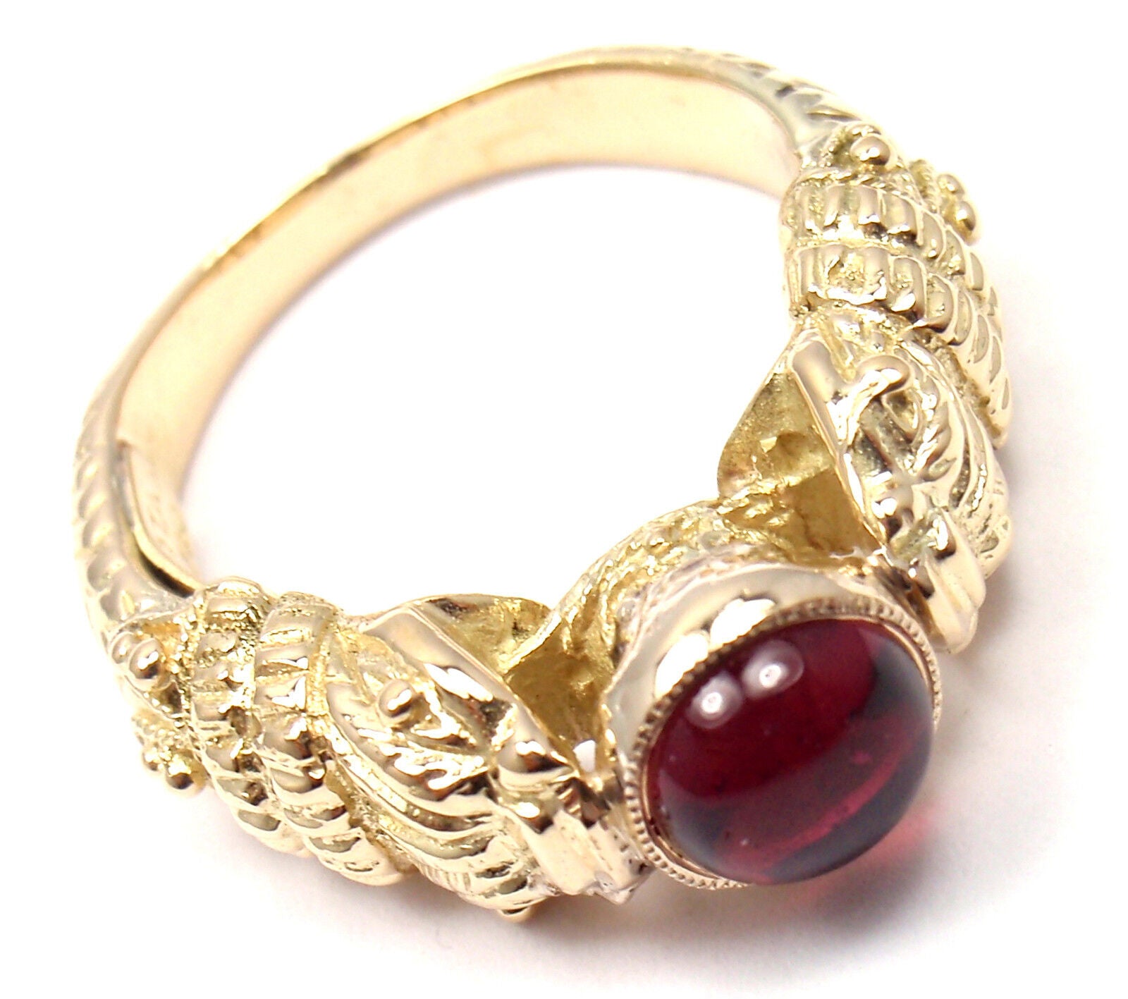 Authentic Zolotas Greece 18k Yellow Gold Pink Tourmaline Band Ring - Rare Vintage Jewelry for Women, Perfect for Weddings, Anniversaries & Special Occasions