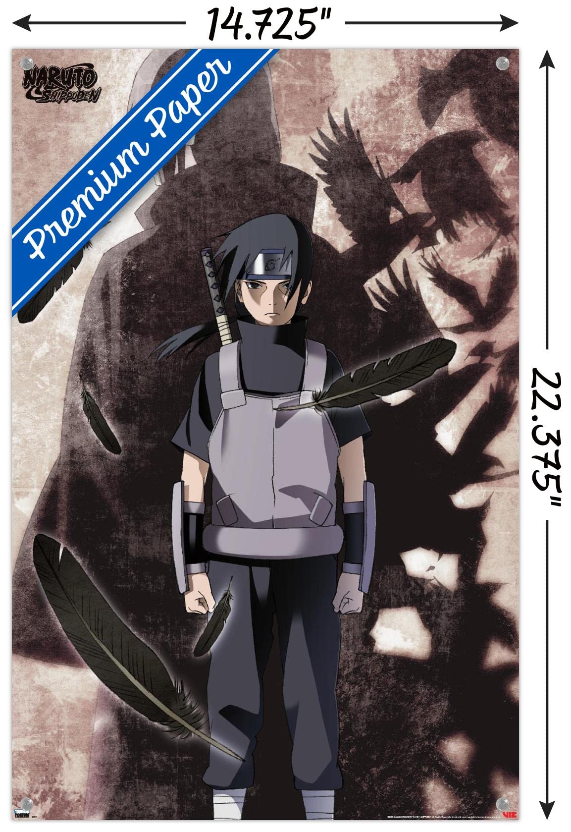 Naruto Shippuden Itachi Uchiha Anime Wall Poster with Push Pins - Perfect for Bedroom, Office & Anime Fan Decor