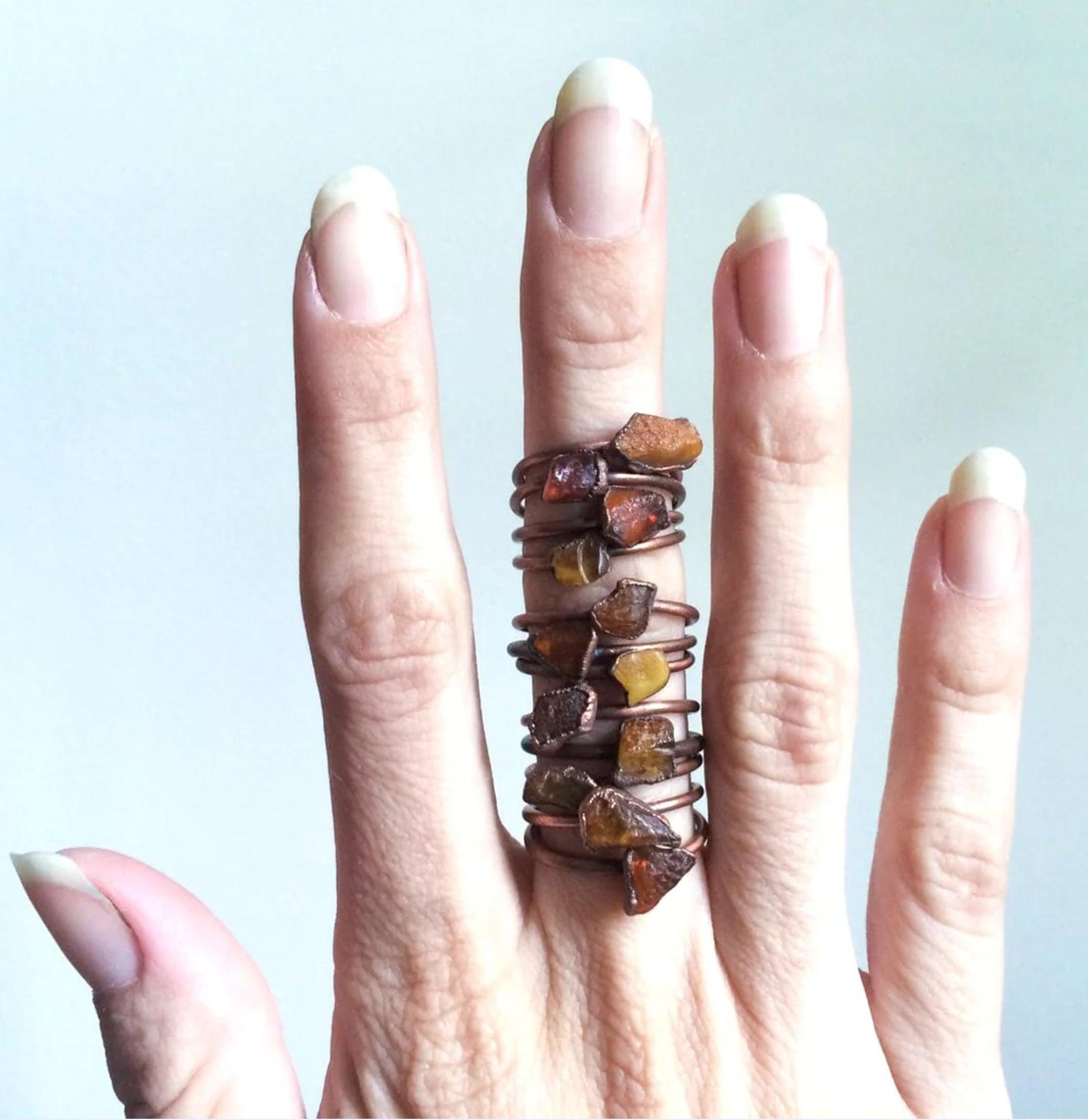 Natural Baltic Amber Ring for Women - Handmade Genuine Amber Jewelry - Perfect for Healing, Fashion & Gift Giving
