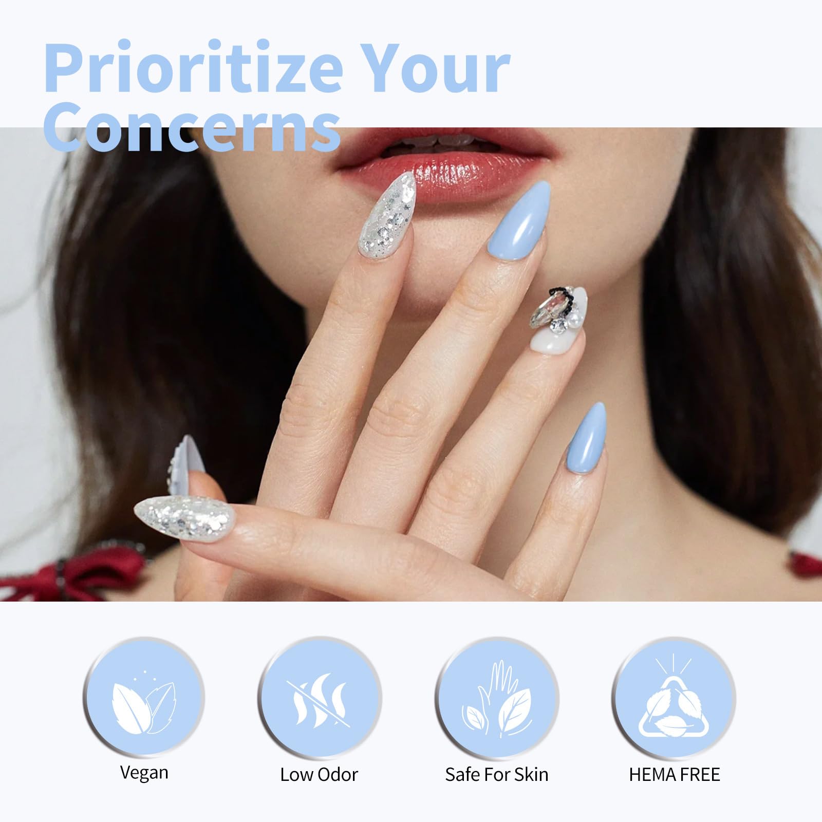 CANNI Light Blue Gel Nail Polish - 1Pcs Pastel Baby Blue Soak Off UV Gel Polish with High Gloss Finish for French Manicure, Salon & DIY Nail Art | Perfect for Spring Nails, Bridal Looks & Everyday Wear