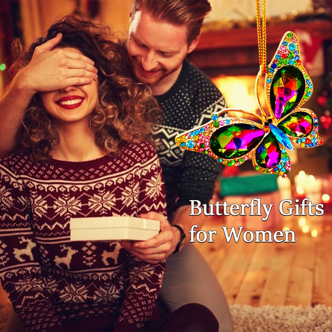 JUNQIU Monarch Butterfly Christmas Ornaments 2023 - Elegant Holiday Tree Decorations for Women & Kids - Perfect for Christmas Gifts, Home Decor, and Holiday Party Decorations