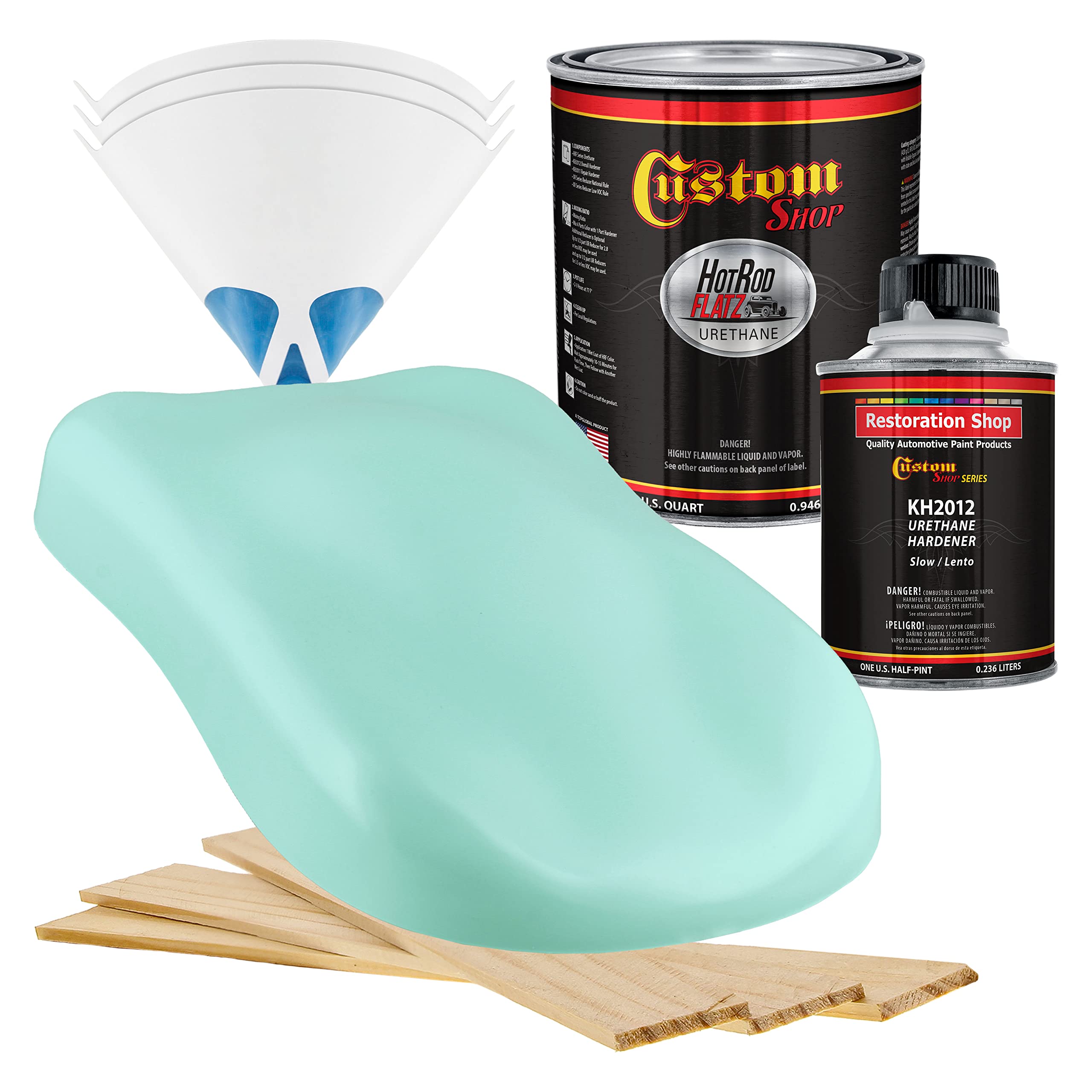 Custom Light Aqua Hot Rod Flatz Flat Matte Satin Urethane Auto Paint Kit - Professional Low Sheen Automotive & Truck Coating - 4:1 Mix Ratio - Perfect for Classic Car Restoration & Custom Vehicle Projects