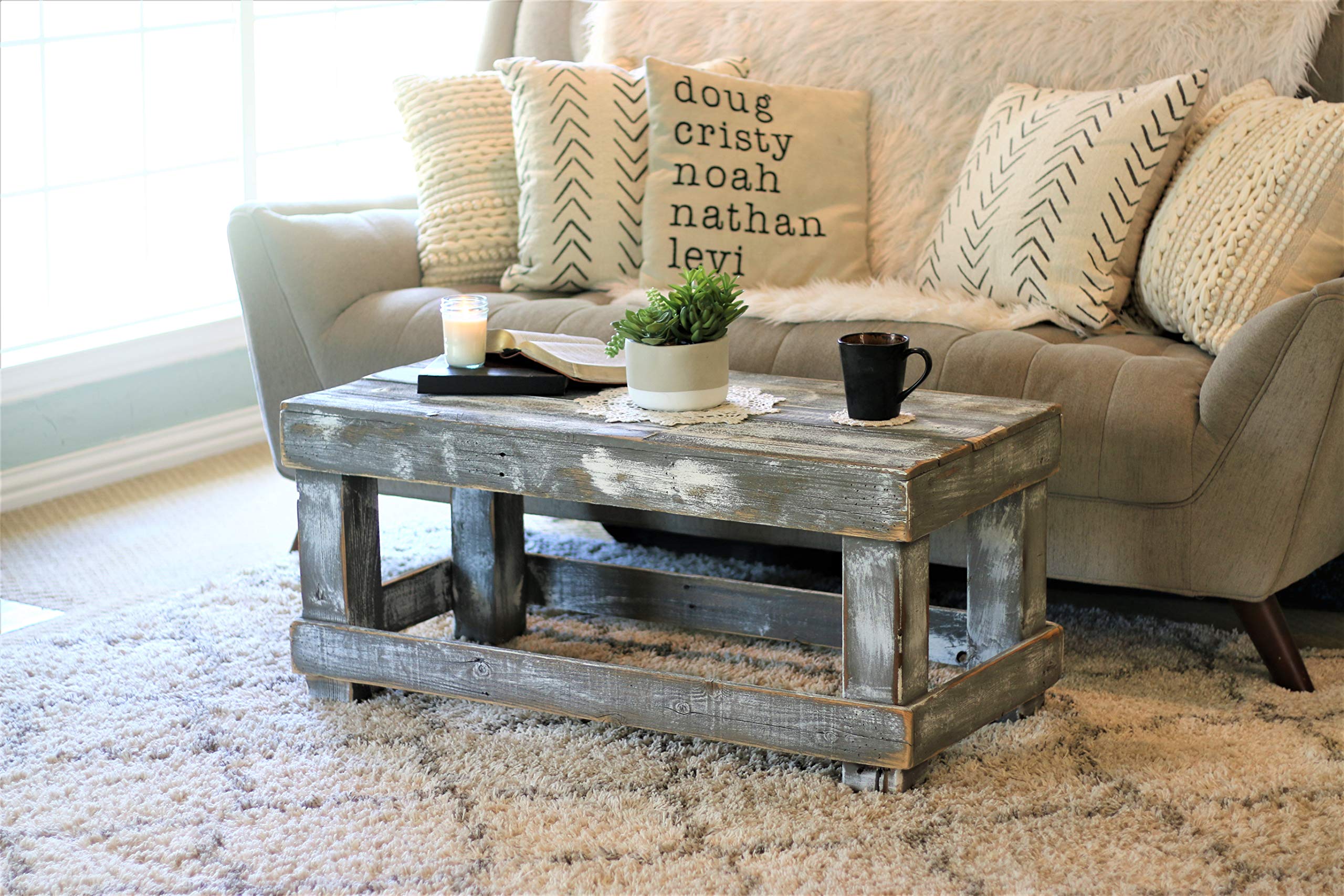 Modern Gray Coffee Table - Solid Wood Living Room Furniture for Home Decor | Perfect for Small Spaces, Apartments & Cozy Living Rooms