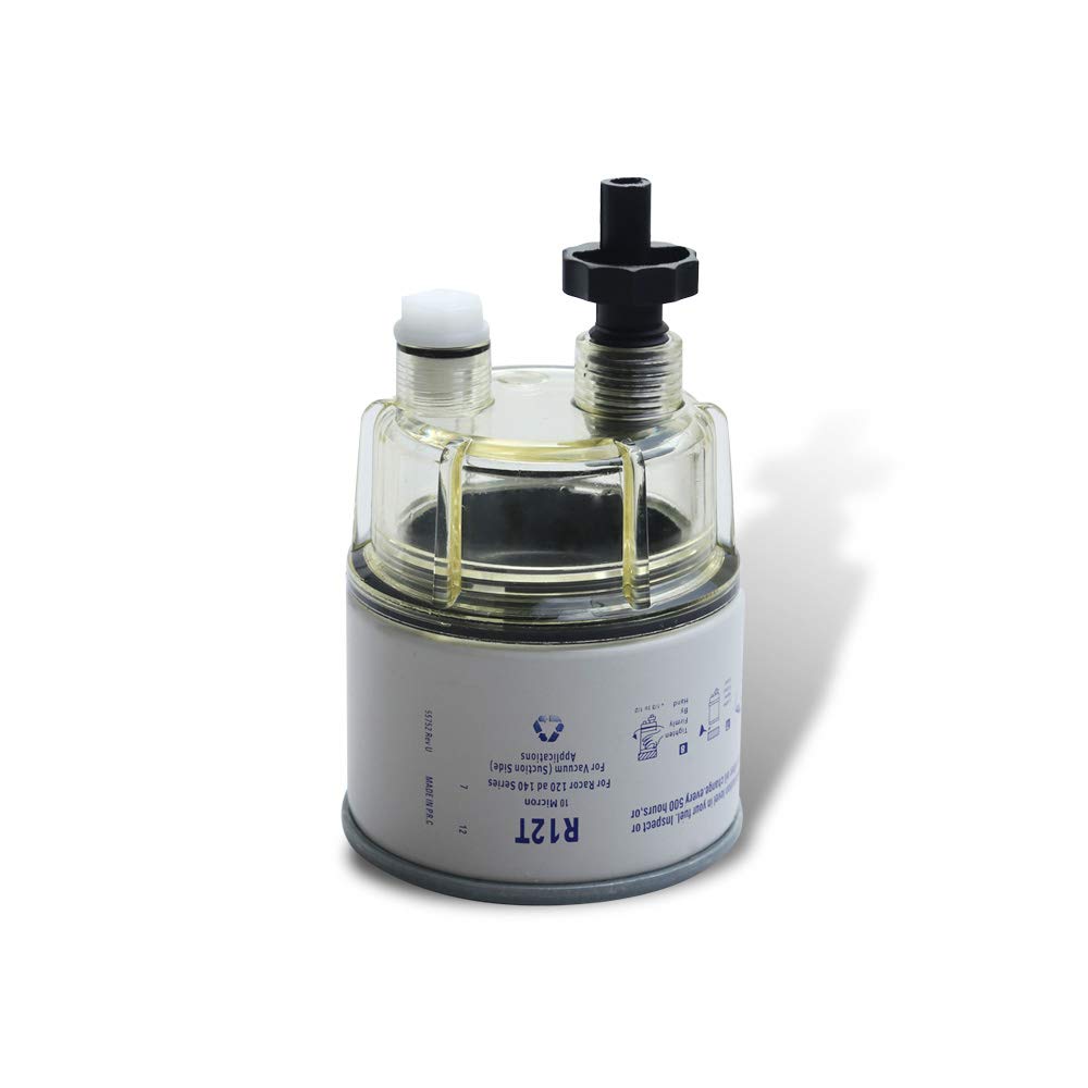 High-Quality R12T Diesel Engine Fuel Filter & Water Separator with Nylon Bowl - Automotive Replacement Filter for Trucks, Boats & Heavy Equipment - Improves Engine Performance & Fuel Efficiency