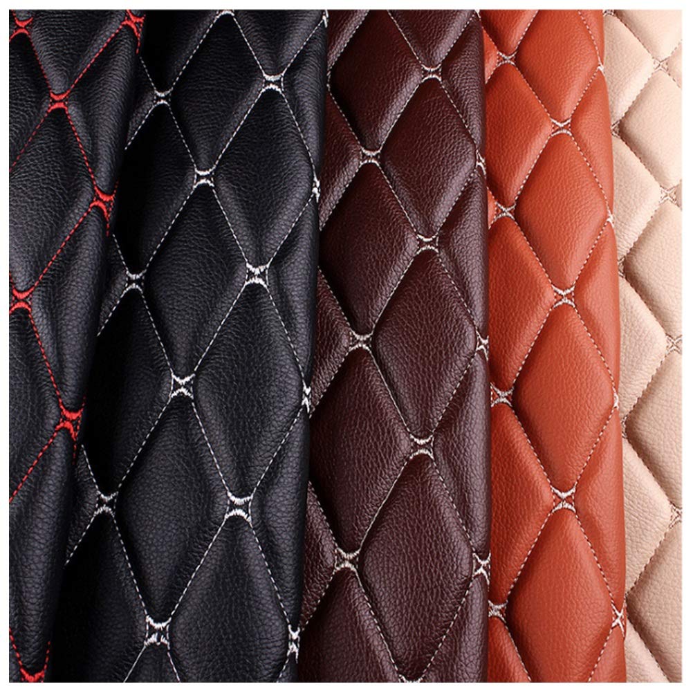 Premium Faux Leather Embroidered Car Seat Covers - Black with Red Stitching | Waterproof & Durable Vehicle Upholstery Fabric for Cars, SUVs & Trucks | Perfect for Road Trips & Daily Commutes