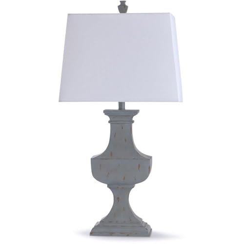 Basilica Sky - Modern One Light Urn Table Lamp with Tapered Rectangle Shade for Living Room, Bedroom & Office Decor