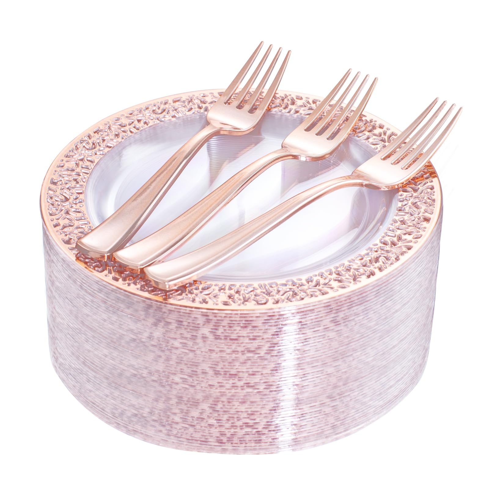 72 Pcs Rose Gold Plastic Dessert Plates 7.5