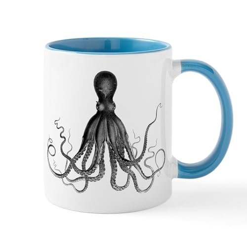White/Blue Inside - Vintage Octopus Mugs