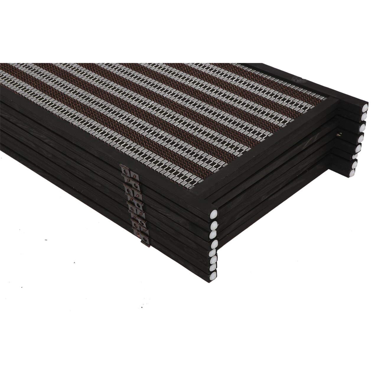 Legacy Decor 6-Panel Room Divider - Black Wood & Bamboo Weave Screen for Home Office, Bedroom Partition and Privacy