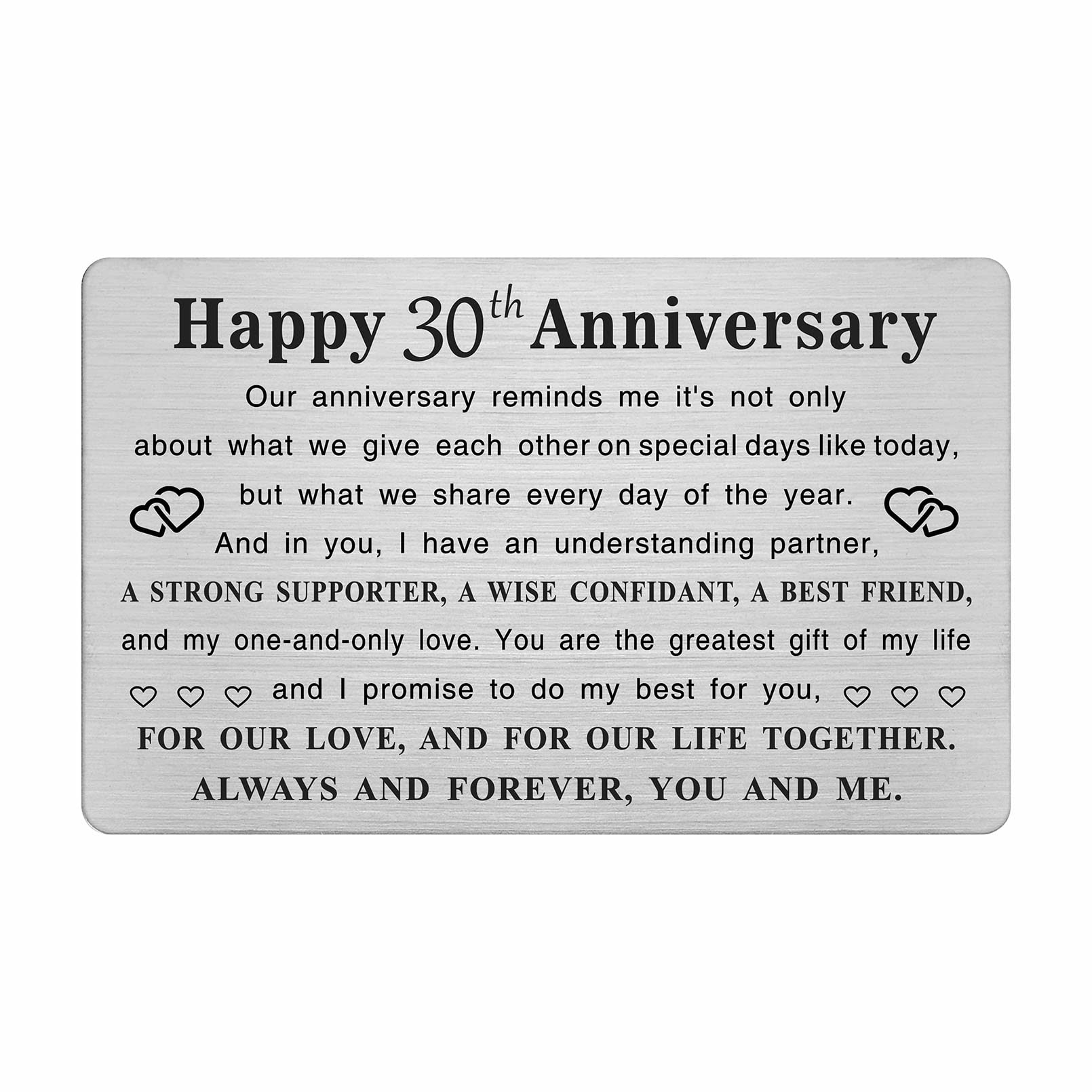 TGCNQ Metal Engraved 30 Year Anniversary Card - Elegant 30th Wedding Anniversary Gift for Husband, Wife, Couples - Perfect for Milestone Celebrations & Home Decor