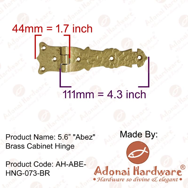 Adonai Hardware Abez Antique Cast Iron Cabinet Hinges - 5.6 Inch (20 Pack) in Antique Brass Finish - Vintage Style for Kitchen Cabinets, Furniture & Home Restoration Projects