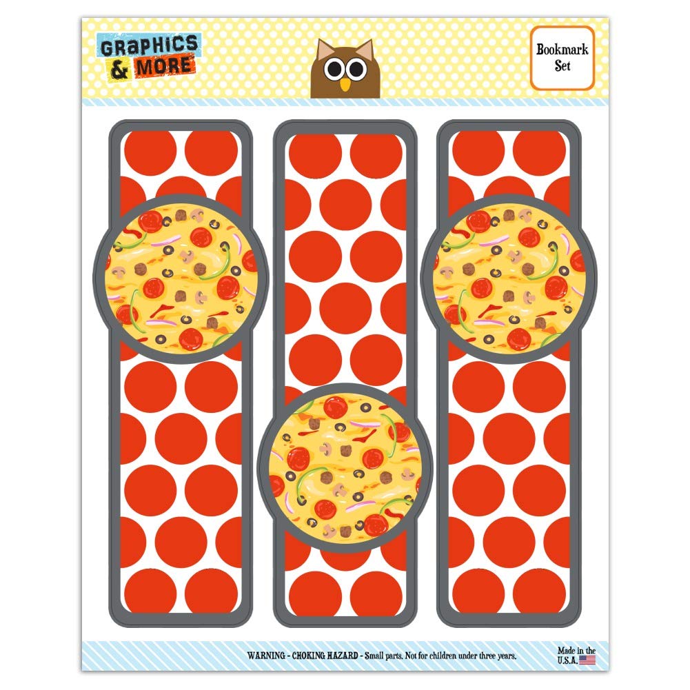 Premium Combination Pizza Pattern Bookmarks - Set of 3 Glossy Laminated Bookmarkers with Pepperoni, Olives & Onions Design | Perfect Gift for Pizza Lovers, Bookworms & Office Supplies