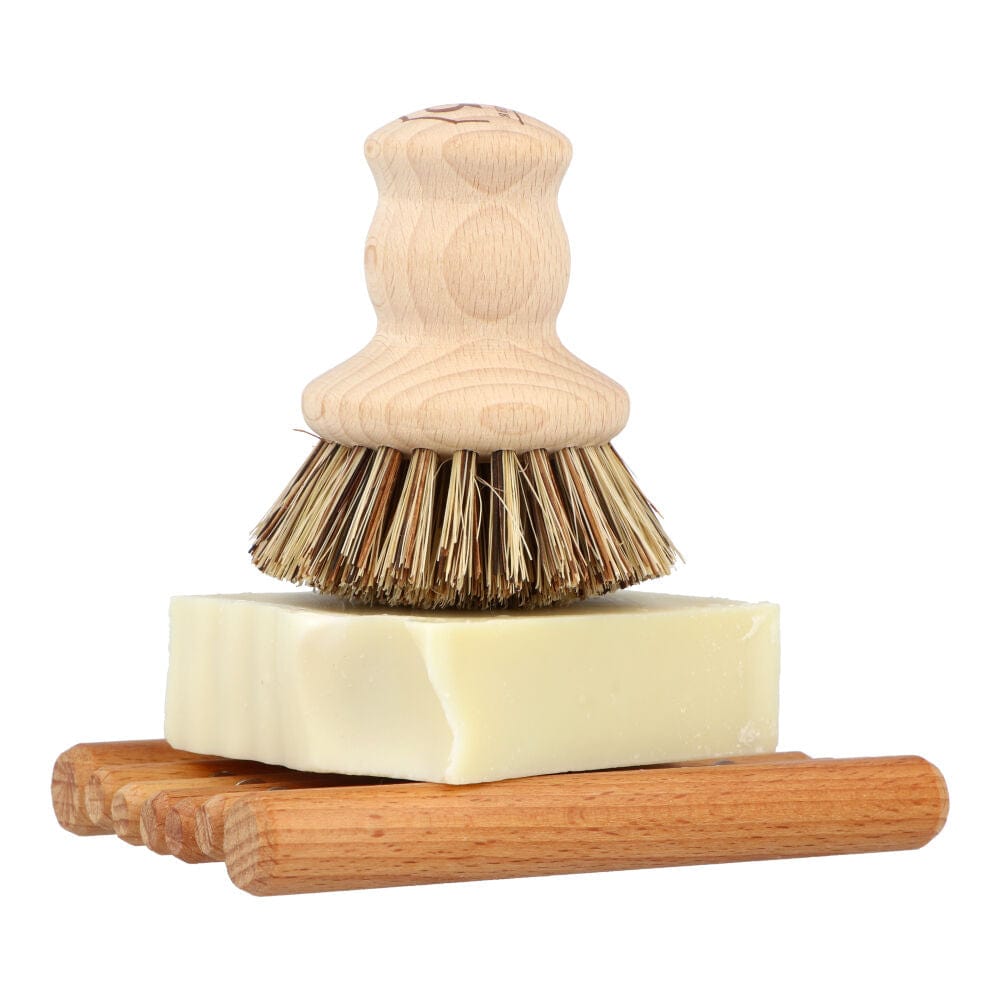 Eco-Friendly Dish Washing Soap, Scrub Brush & Holder Set - Kitchen Cleaning Essentials for Sinks & Countertops