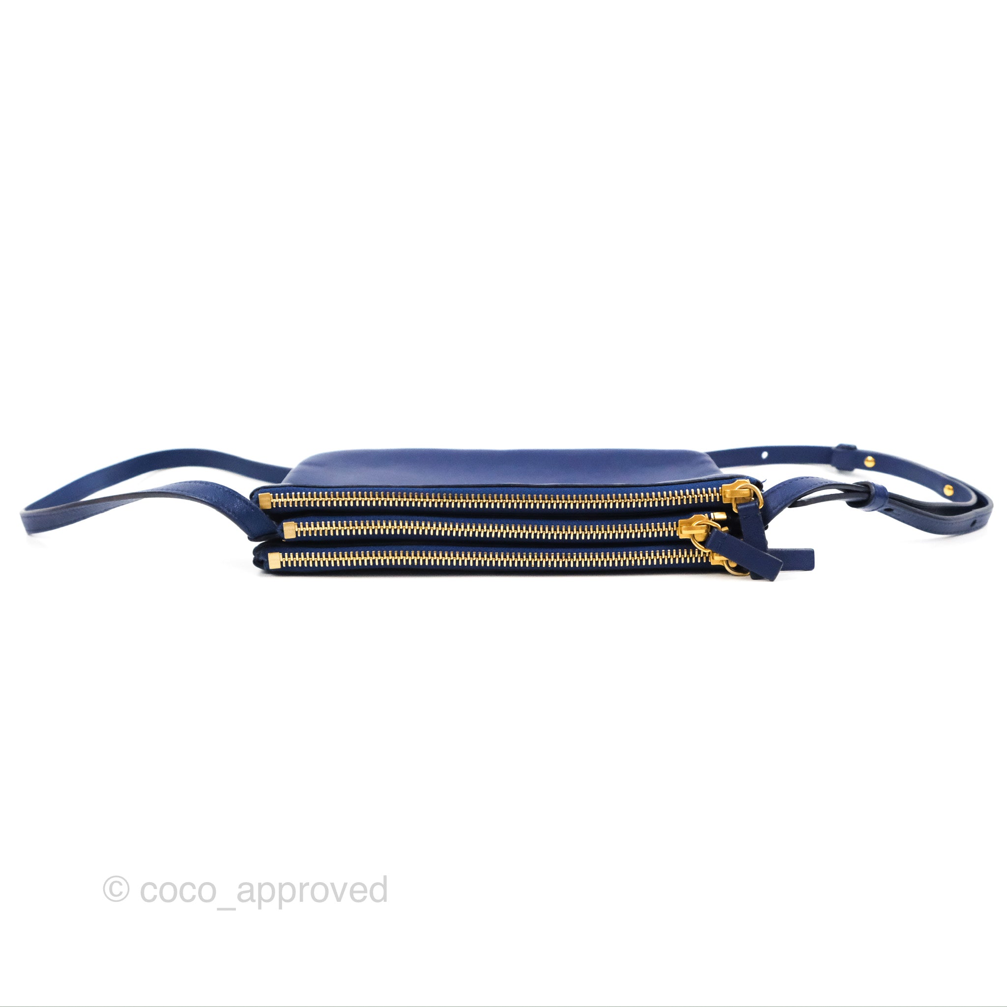 Celine Small Trio Crossbody Bag in Dark Blue Lambskin Leather with Gold Hardware - Perfect for Everyday Use, Travel & Date Nights