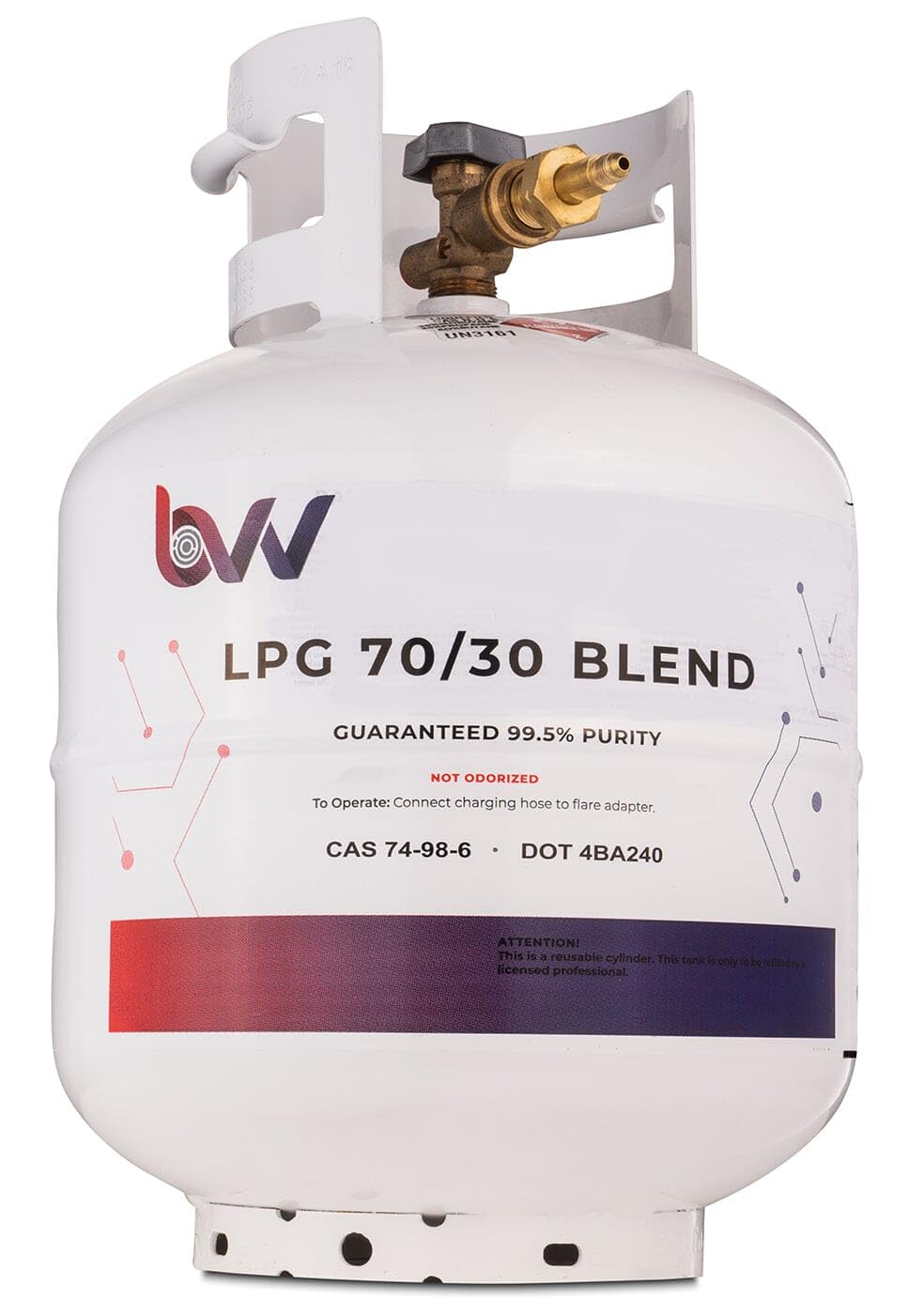 BVV 20LB High Purity USA 70/30% N-Butane/Propane Blend - 99.5% Purity Guaranteed - Stainless Steel Tank with 1/4