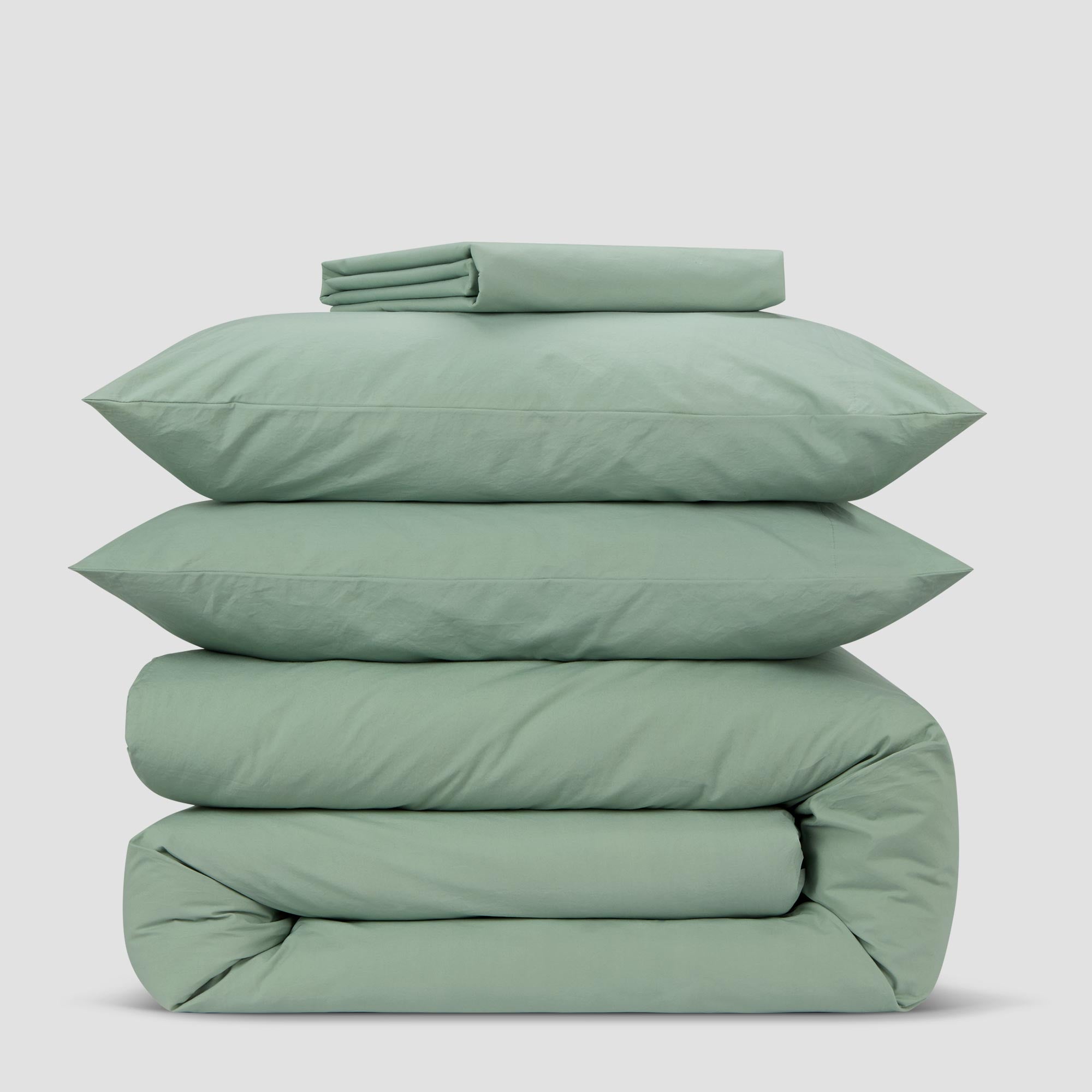 Premium Mellow Green Washed Cotton Percale Flat Sheet - Soft & Breathable Bedding for All Seasons - Perfect for Master Bedroom, Guest Room & Vacation Homes