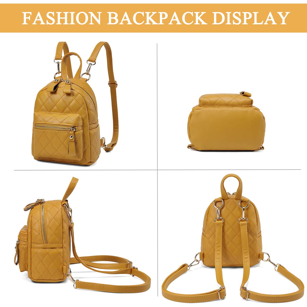 Kasqo Mini Backpack Purse for Women - Small PU Leather Handbag for Girls & Teens, Lightweight Cute Backpack - Perfect for School, Travel & Daily Use