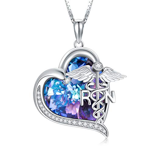A-Caduceus Necklace-Purple Heart Crystal