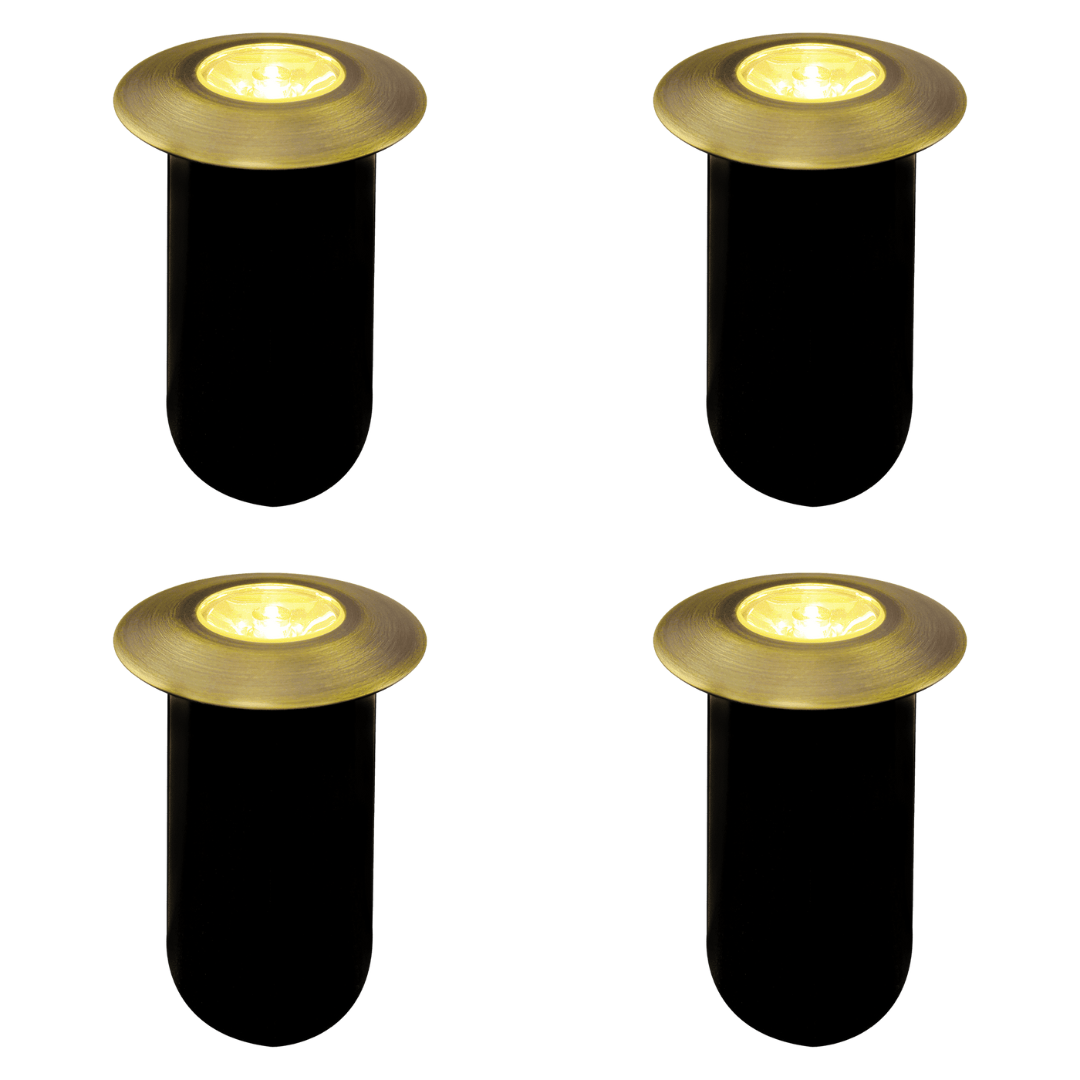 DMB52 4x/8x/12x Pack Low Voltage 1.5W 3000K Warm White LED Landscape Well Light Fixture - Waterproof Brass In-Ground Lighting for Garden, Pathway, and Outdoor Decor