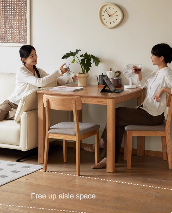 Solid Oak Wood Modern Square Dining Table - Perfect for Small Spaces, Apartments & Contemporary Home Decor