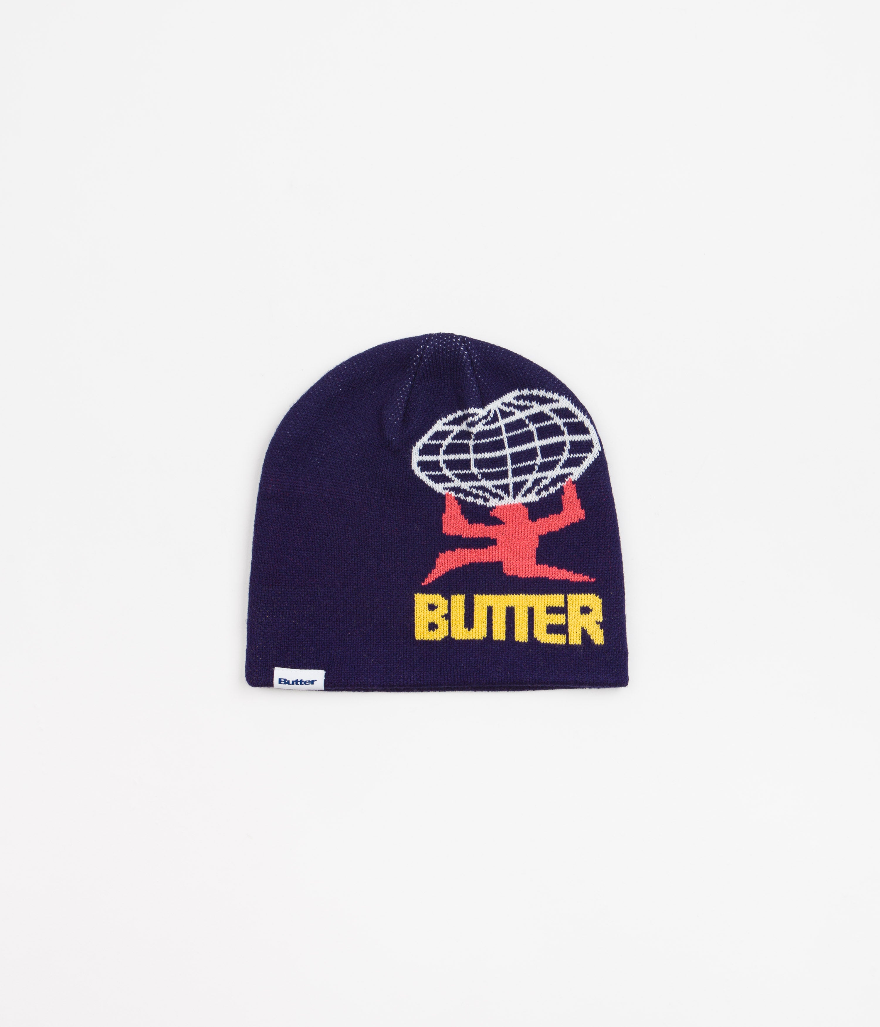 Butter Goods World Beanie - Navy Blue Winter Knit Hat for Men & Women - Perfect for Skiing, Snowboarding & Outdoor Activities