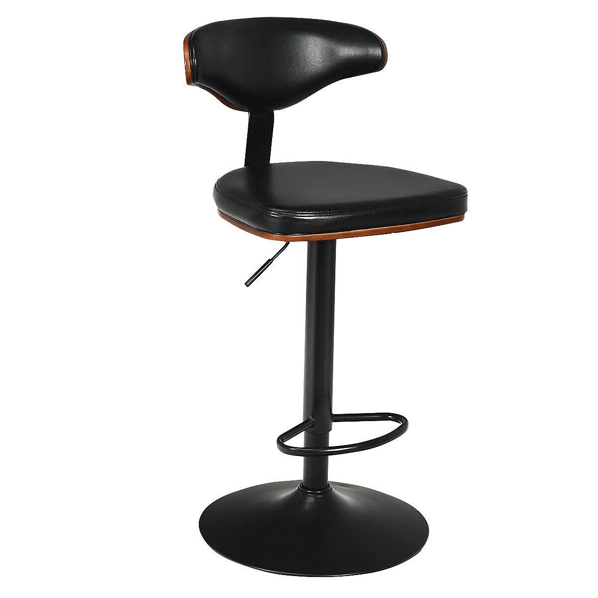 VeahUS Walnut Swivel Bar Stool - Adjustable Height for Kitchen Island & Counter