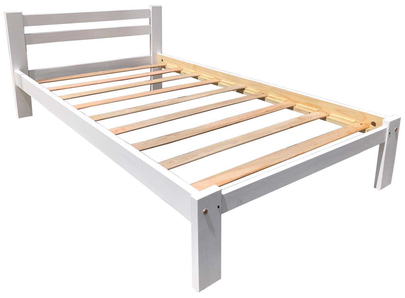 White Twin Bed with Trundle - Solid Pine Wood Frame with Hardwood Slats - Kids Bedroom Furniture for Boys & Girls - Perfect for Sleepovers, Small Spaces & Guest Rooms